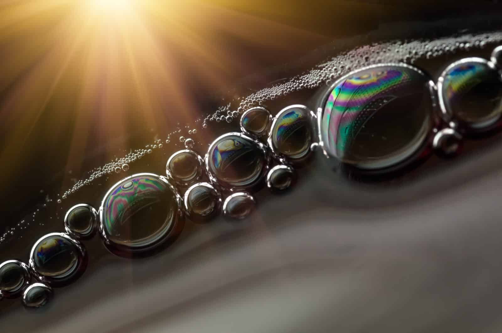 Bubbles in a glass of red wine close